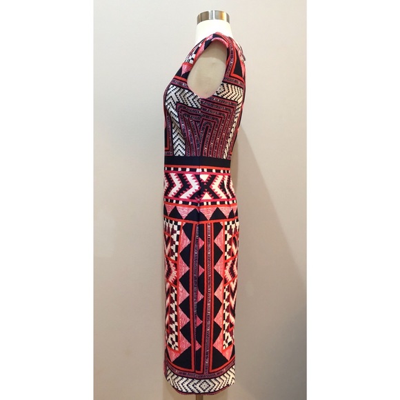 Vince Camuto Geometric Printed Bodycon Dress Sz 4 - Picture 6 of 7